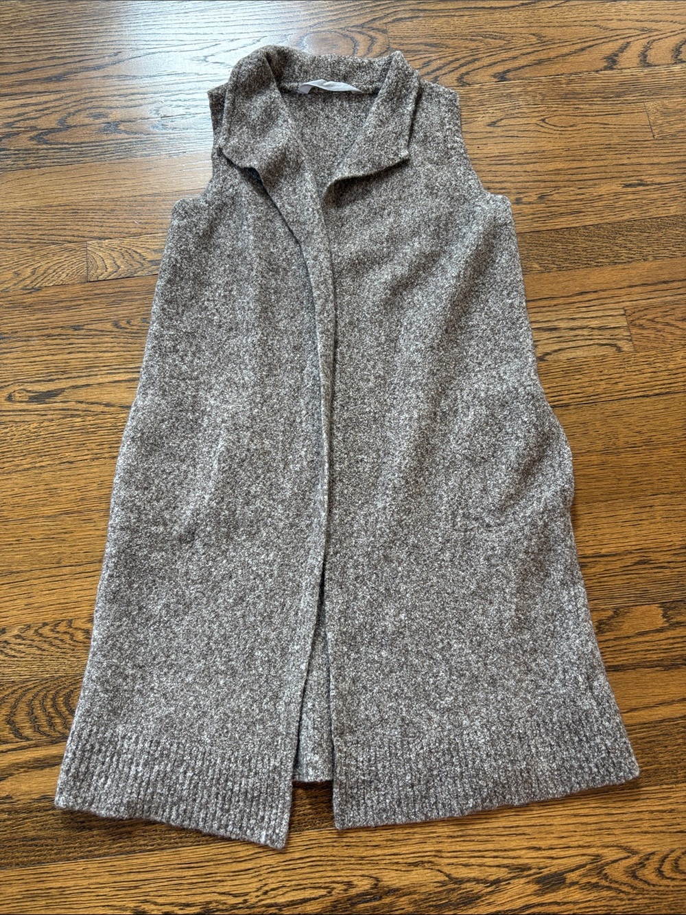 Athleta Sleeveless Long Knit Cardigan sweater Vest - Taupe, XXS/xs